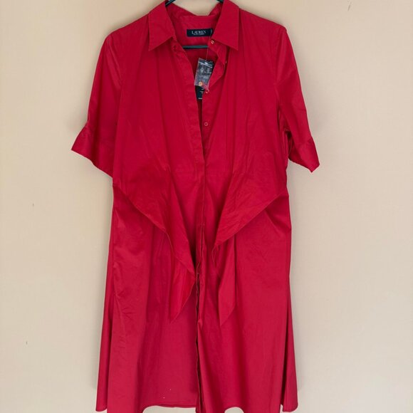Lauren size 12P red summer short sleeved dress - Picture 2 of 9